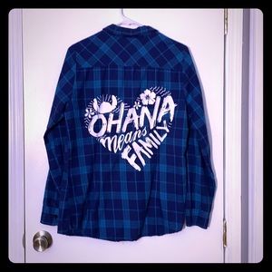 Disney “Ohana Means Family” Plaid Button Up Shirt